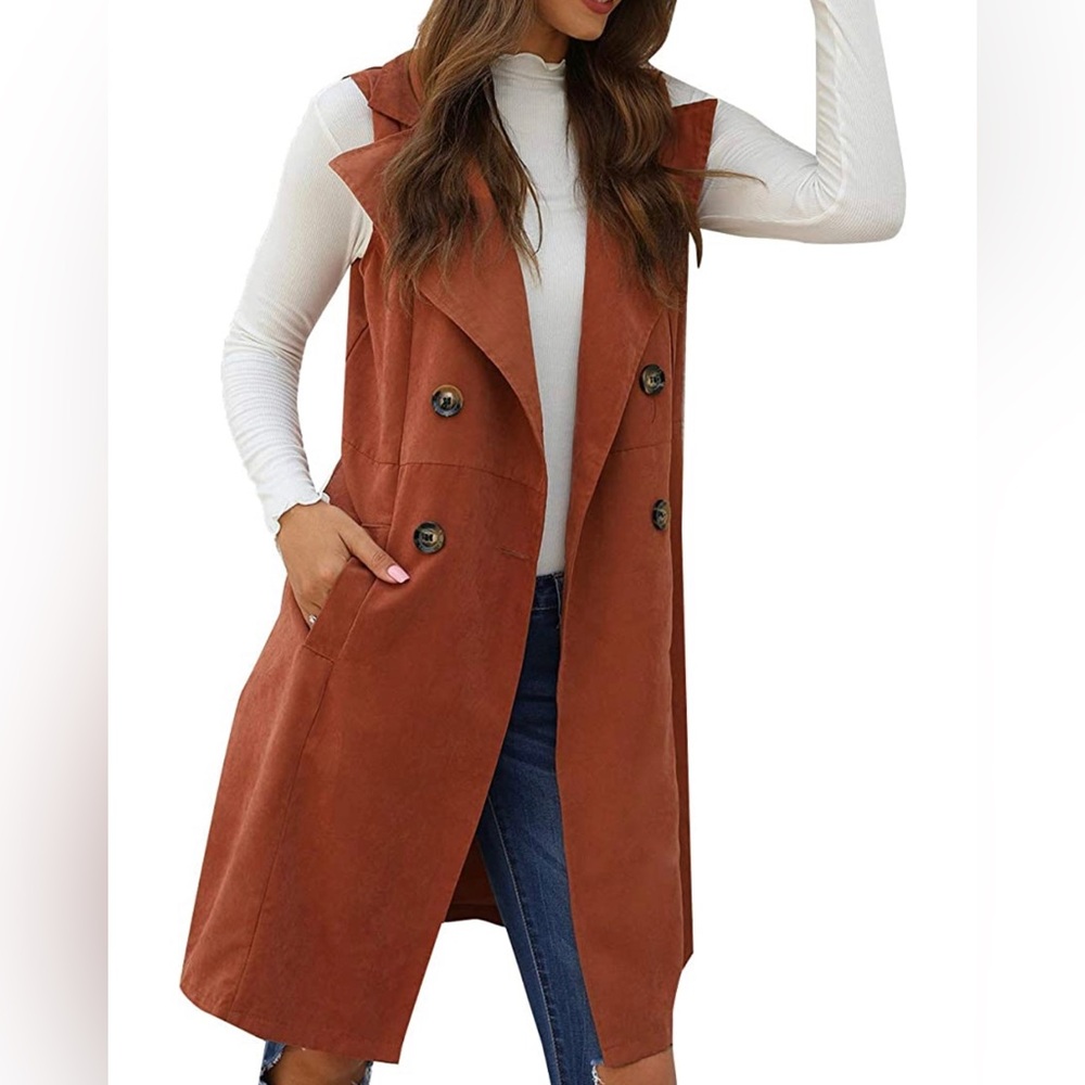 BRAND NEW WOMENS RUST LONGLINE FALL/SPRING VEST NWT